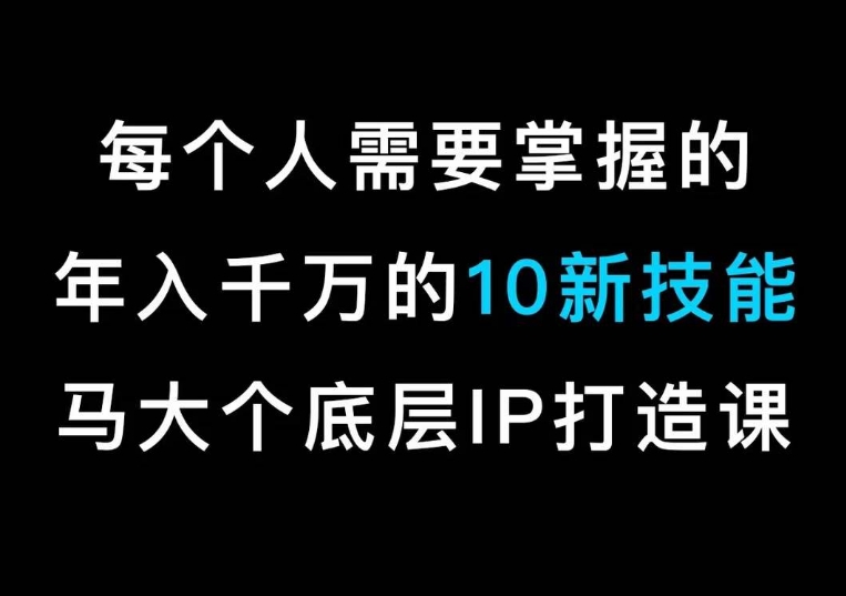 马大个的IP底层逻辑课，​每个人需要掌握的年入千万的10新技能，约会底层IP打造方法！-小鸿资源库