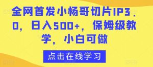 全网首发小杨哥切片IP3.0,日入500+,保姆级教学,小白可做【揭秘】-小鸿资源库