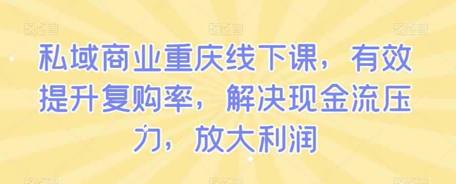 私域商业重庆线下课，有效提升复购率，解决现金流压力，放大利润-小鸿资源库