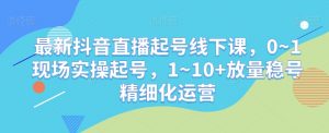 最新抖音直播起号线下课，0~1现场实操起号，1~10+放量稳号精细化运营-小鸿资源库