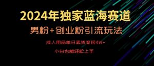 2024年独家蓝海赛道，成人用品单日卖货变现4W+，男粉+创业粉引流玩法，不愁搞不到流量【揭秘】-小鸿资源库
