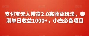 支付宝无人带货2.0高收益玩法，亲测单日收益1000+，小白必备项目【揭秘】-小鸿资源库