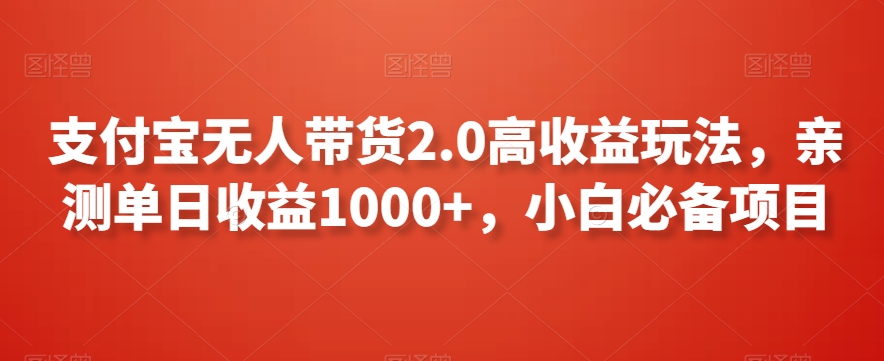 支付宝无人带货2.0高收益玩法,亲测单日收益1000+,小白必备项目【揭秘】-小鸿资源库