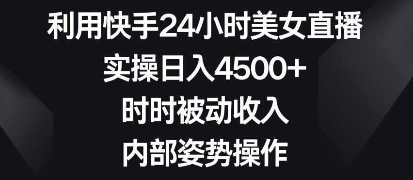 利用快手24小时美女直播，实操日入4500+，时时被动收入，内部姿势操作【揭秘】-小鸿资源库