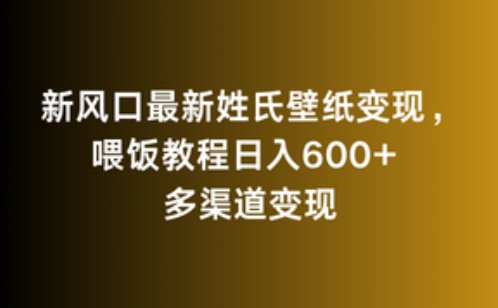 新风口最新姓氏壁纸变现，喂饭教程日入600+【揭秘】-小鸿资源库