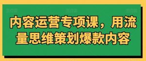 内容运营专项课,用流量思维策划爆款内容-小鸿资源库
