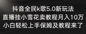抖音全民k歌5.0新玩法，直播挂小雪花卖教程月入10万，小白轻松上手，保姆及教程来了【揭秘】-小鸿资源库