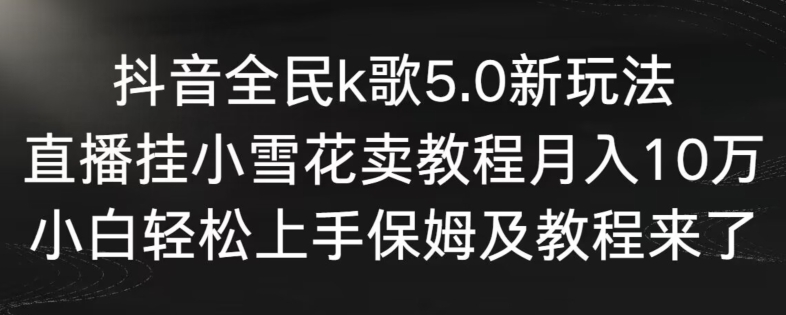抖音全民k歌5.0新玩法,直播挂小雪花卖教程月入10万,小白轻松上手,保姆及教程来了【揭秘】-小鸿资源库