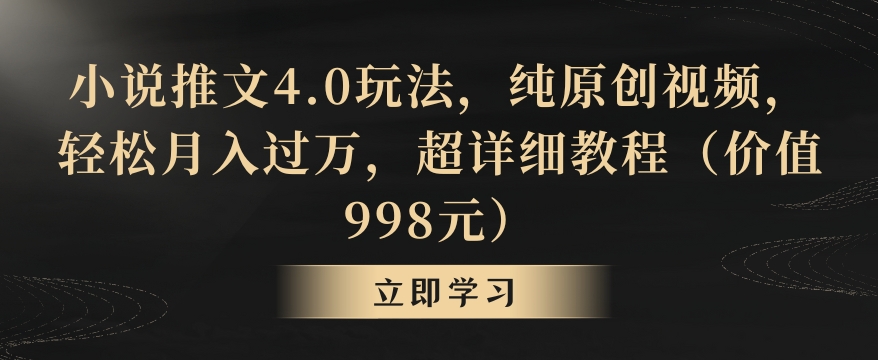 小说推文4.0玩法，纯原创视频，轻松月入过万，超详细教程（价值998元）【揭秘】-小鸿资源库