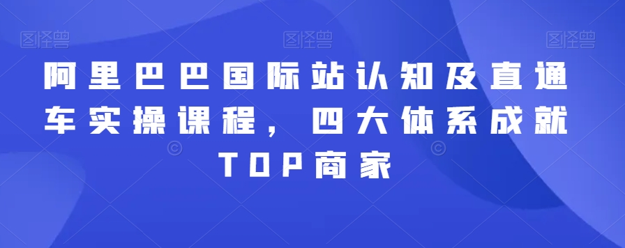 阿里巴巴国际站认知及直通车实操课程,四大体系成就TOP商家-小鸿资源库