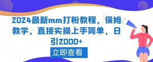 2024最新mm打粉教程，保姆教学，直接实操上手简单，日引2000+【揭秘】-小鸿资源库