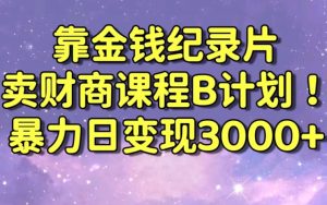 财经纪录片联合财商课程的变现策略，暴力日变现3000+，喂饭级别教学【揭秘】-小鸿资源库