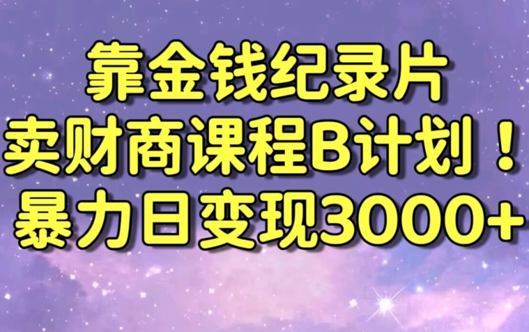 财经纪录片联合财商课程的变现策略，暴力日变现3000+，喂饭级别教学【揭秘】-小鸿资源库