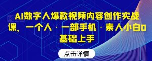 AI数字人爆款视频内容创作实战课，一个人·一部手机·素人小白0基础上手-小鸿资源库