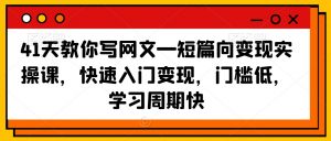 41天教你写网文—短篇向变现实操课，快速入门变现，门槛低，学习周期快-小鸿资源库