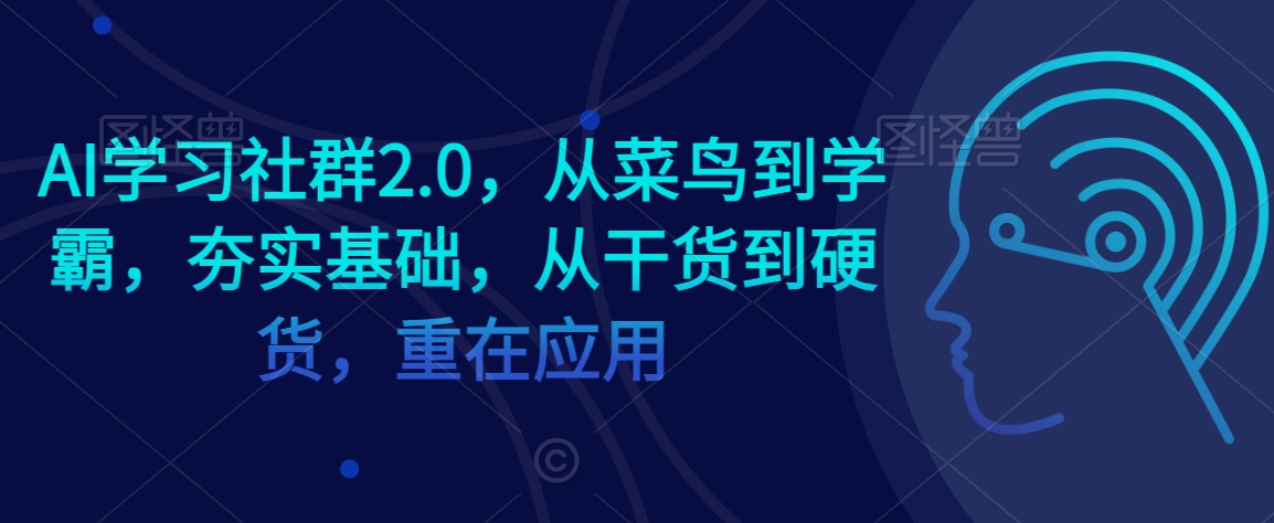 AI学习社群2.0，从菜鸟到学霸，夯实基础，从干货到硬货，重在应用-小鸿资源库