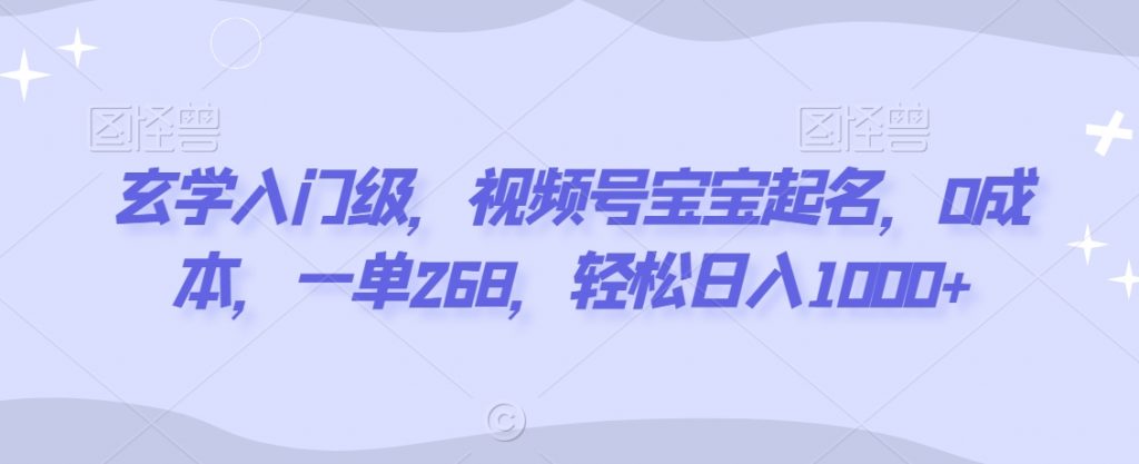 玄学入门级，视频号宝宝起名，0成本，一单268，轻松日入1000+【揭秘】-小鸿资源库