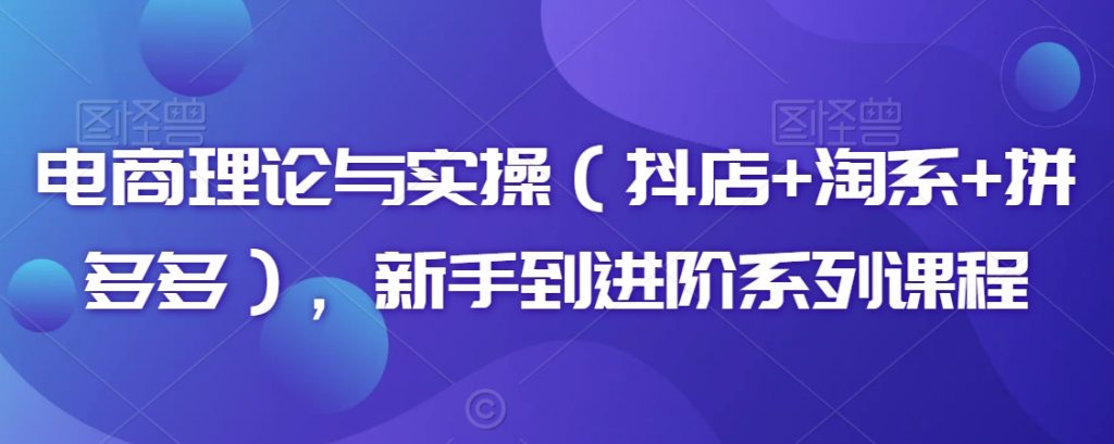 电商理论与实操（抖店+淘系+拼多多），新手到进阶系列课程-小鸿资源库