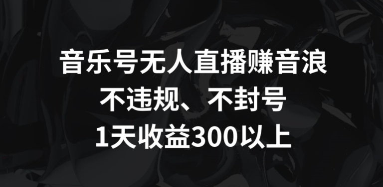 音乐号无人直播赚音浪，不违规、不封号，1天收益300+【揭秘】-小鸿资源库