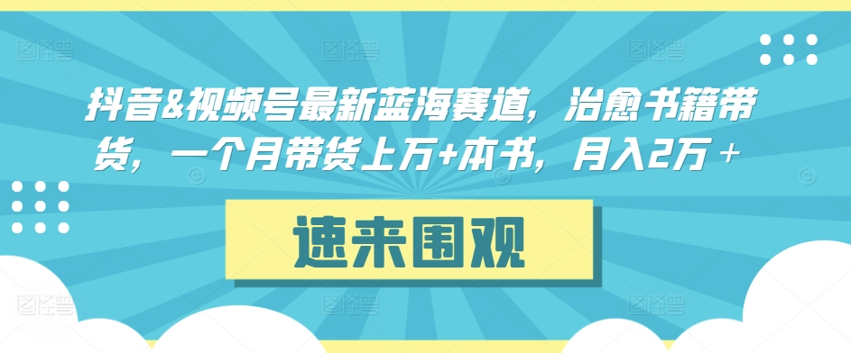 抖音&视频号最新蓝海赛道,治愈书籍带货,一个月带货上万+本书,月入2万+【揭秘】-小鸿资源库