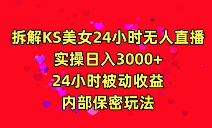 利用快手24小时无人美女直播，实操日入3000，24小时被动收益，内部保密玩法【揭秘】-小鸿资源库