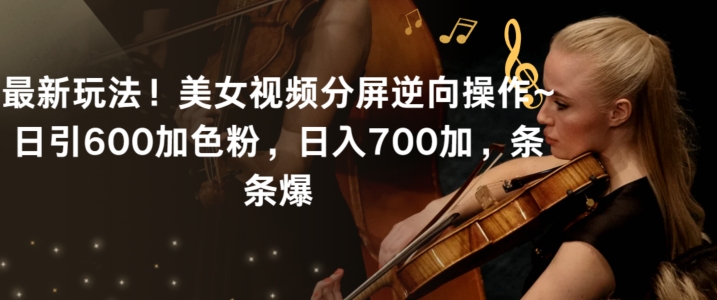 最新玩法！美女视频分屏逆向操作~日引600加色粉，日入700加，条条爆【揭秘】-小鸿资源库