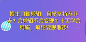 博主口播剪辑，自学坚持不下去？会剪辑不会变现？十天学会剪辑，疯狂变现收钱!-小鸿资源库
