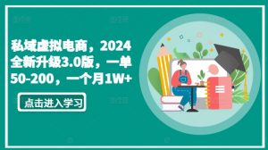 私域虚拟电商，2024全新升级3.0版，一单50-200，一个月1W+【揭秘】-小鸿资源库