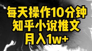 每天操作10分钟，知乎小说推文月入1w+【揭秘】-小鸿资源库