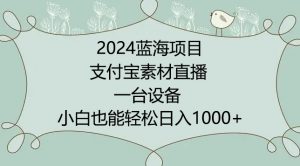 2024年蓝海项目，支付宝素材直播，无需出境，小白也能日入1000+ ，实操教程【揭秘】-小鸿资源库