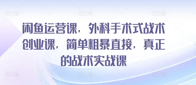 闲鱼运营课，外科手术式战术创业课，简单粗暴直接，真正的战术实战课-小鸿资源库