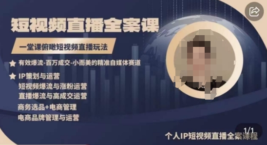 高品质IP短视频直播全案课程，一堂课俯瞰短视频直播玩法-小鸿资源库