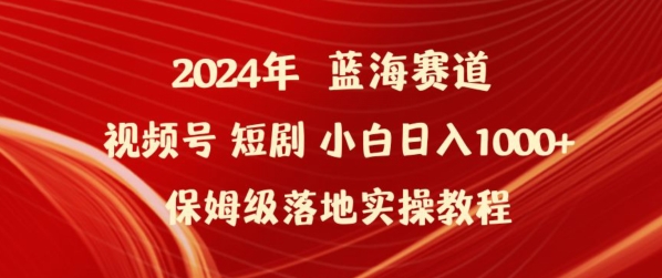 2024年视频号短剧新玩法小白日入1000+保姆级落地实操教程【揭秘】-小鸿资源库