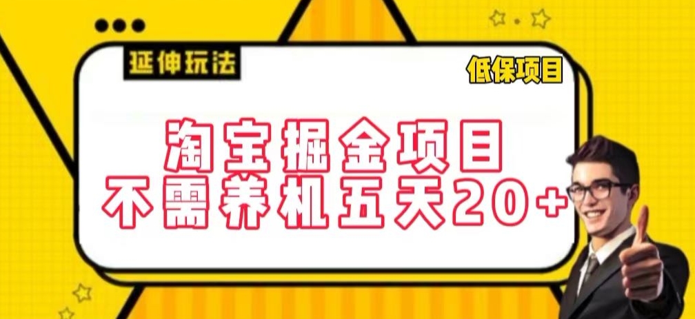 淘宝掘金项目，不需养机，五天20+，每天只需要花三四个小时【揭秘】-小鸿资源库
