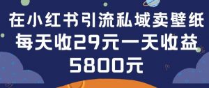 在小红书引流私域卖壁纸每张29元单日最高卖出200张(0-1搭建教程)【揭秘】-小鸿资源库