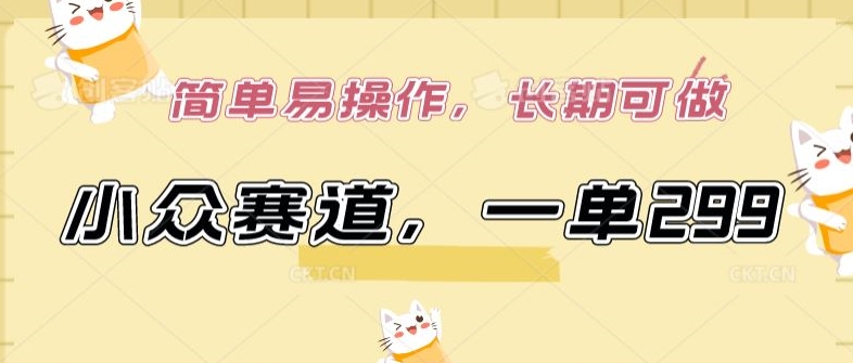 小众赛道，一单299.简单易操作，长期可做【揭秘】-小鸿资源库