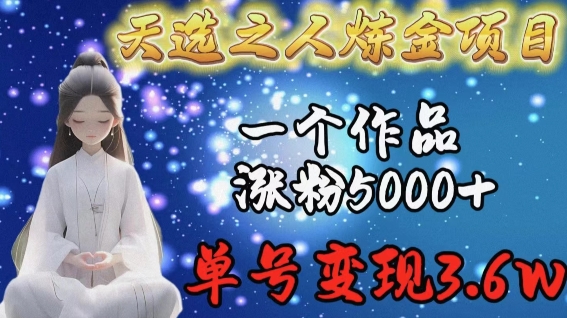天选之人炼金项目,一个作品涨粉5000+,单号变现3.6w【揭秘】-小鸿资源库