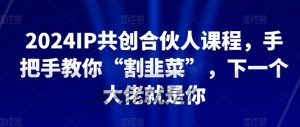 2024IP共创合伙人课程，手把手教你“割韭菜”，下一个大佬就是你-小鸿资源库