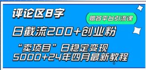 抖音评论区8字日截流200+创业粉 “卖项目”日稳定变现5000+【揭秘】-小鸿资源库