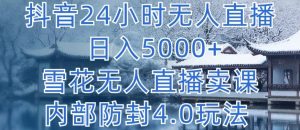 抖音24小时无人直播 日入5000+，雪花无人直播卖课，内部防封4.0玩法【揭秘】-小鸿资源库