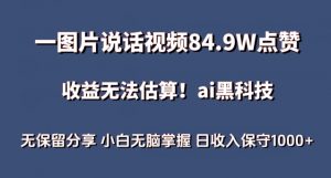 一图片说话视频84.9W点赞，收益无法估算，ai赛道蓝海项目，小白无脑掌握日收入保守1000+【揭秘】-小鸿资源库