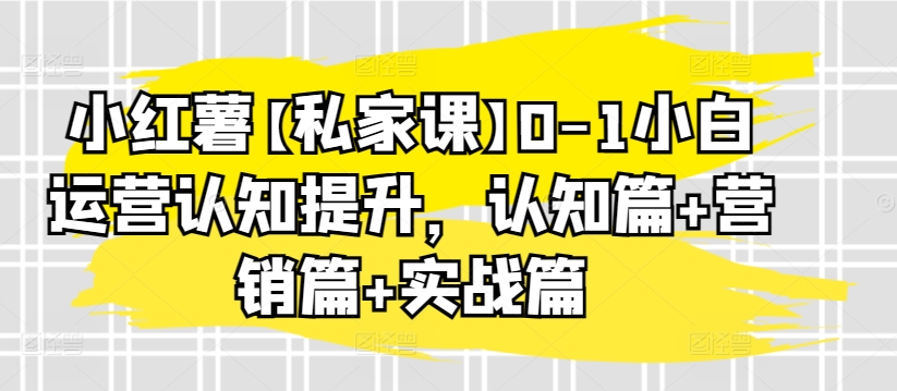 小红薯【私家课】0-1小白运营认知提升，认知篇+营销篇+实战篇-小鸿资源库