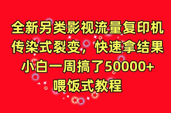 全新另类影视流量复印机，传染式裂变，快速拿结果，小白一周搞了50000+，喂饭式教程【揭秘】-小鸿资源库