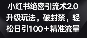 小红书绝密引流术2.0升级玩法，破封禁，轻松日引100+精准流量【揭秘】-小鸿资源库