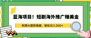 蓝海项目!短剧海外推广赚美金，利用AI混剪视频，轻松日入300+【揭秘】-小鸿资源库