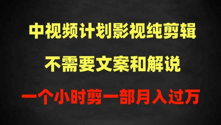 中视频计划影视纯剪辑,不需要文案和解说,一个小时剪一部,100%过原创月入过万【揭秘】-小鸿资源库