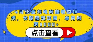 4月份蓝海电商撸收益技术，长期稳定项目，单月利润5000+【揭秘】-小鸿资源库