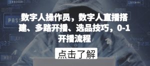 数字人操作员,数字人直播搭建、多路开播、选品技巧,0-1开播流程-小鸿资源库