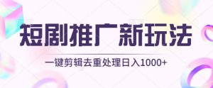 短剧推广新玩法，不剪辑，工具助力一键过原创，日入1000+【揭秘】-小鸿资源库