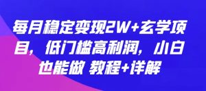 每月稳定变现2W+玄学项目，低门槛高利润，小白也能做 教程+详解【揭秘】-小鸿资源库
